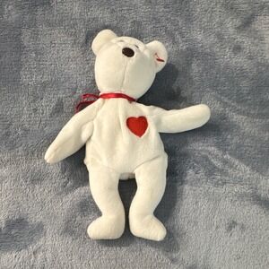 Valentino White Bear Plush Stuffed Animal Red Heart & Ribbon, Valentine's Day